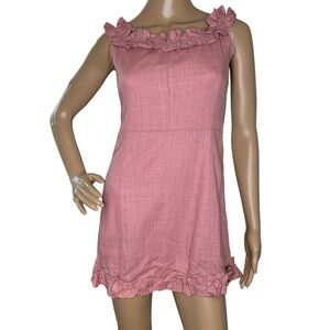 The Impeccable Pig pink ruffle mini dress Medium